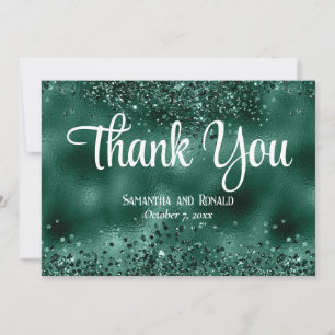 Imitats Green Glitzer and Foil Wedding Danke Karte