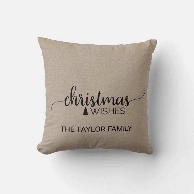Imitats Kraft Simple Calligraphy Christmas Kissen (Vorderseite)