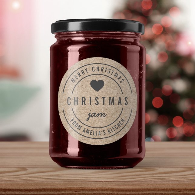 Imitats Kraft Weihnachten Jam Kitchen Frohe Weihna Runder Aufkleber (Von Creator hochgeladen)