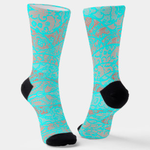 Imitats Lace Aquamarin Blue Aqua Türkis Fishnet So Socken