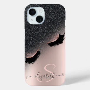Imitats Lashes Schwarzer Glitzer Ombre Rose Gold Case-Mate iPhone Hülle