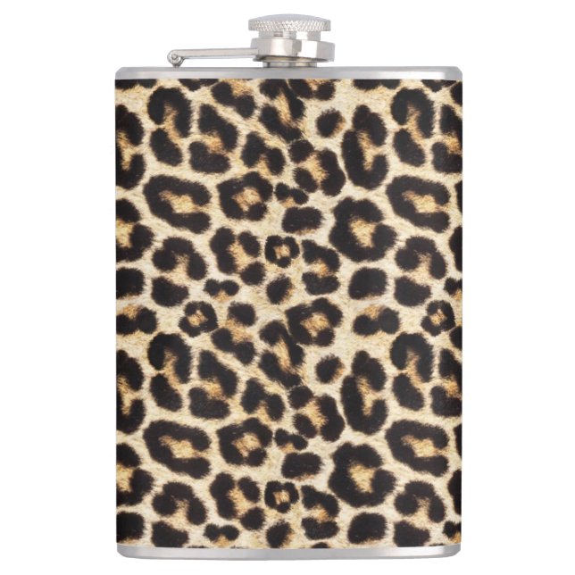 Imitats Leopard Fur | Fake Fur Realistisch Flachmann (Vorderseite)