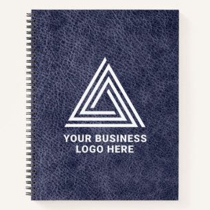 Imitats Midnight Blue Leather Modern Business Logo Notizbuch