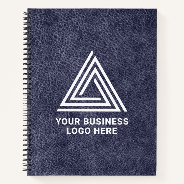 Imitats Midnight Blue Leather Modern Business Logo Notizbuch (Vorderseite)