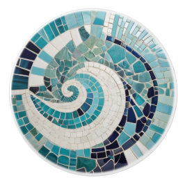 Imitats Mosaik Türkis Blaue Ozeanwelle Abstrakt Keramikknauf