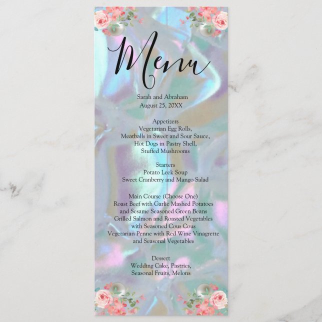 Imitats Mother Mother of Pearl Wedding Menu Menükarte (Vorderseite)