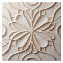 Imitats Relief Pasta Beige & Weiß Abstrakte Blumen Fliese