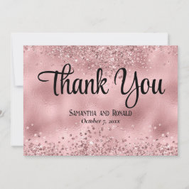 Imitats Rosa Glitzer und Foil Hochzeit Danke Karte