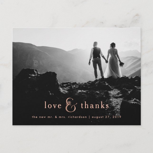 Imitats Rose Gold Amperand | Foto Vielen Dank Postkarte (Vorderseite)