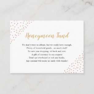 Imitats Rose Gold Confetti Honeymoon Fund Begleitkarte
