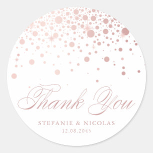 Imitats Rose Gold Foil Confetti Wedding Vielen Dan Runder Aufkleber