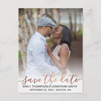 Imitats Rose Gold Foil Foto Save the Date Postkart Postkarte