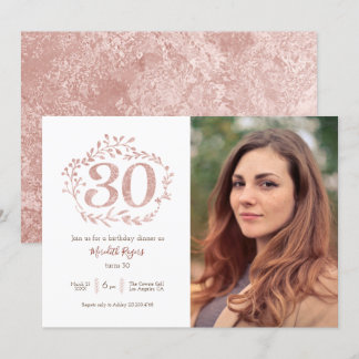 Imitats Rose Gold Foliage Wreath 30. Geburtstag Einladung