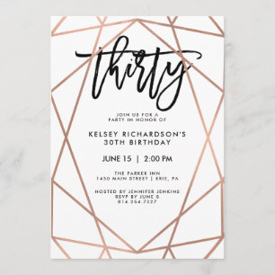 Imitats Rose Gold Geometric   30. Geburtstag Party Einladung