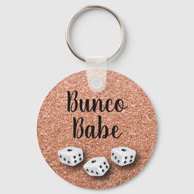 Imitats Rose Gold Glitzer Bunco Babe Schlüsselanhänger (Vorderseite)