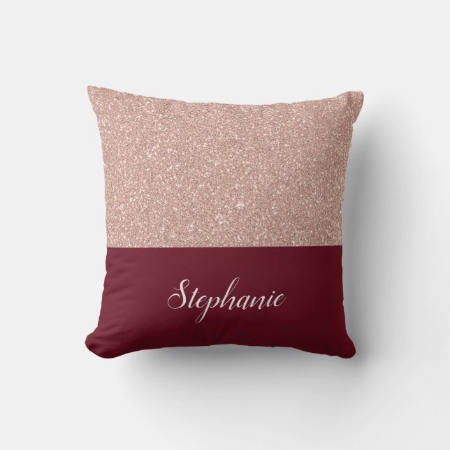 Imitats Rose Gold Glitzer mit Burgund Kissen (Vorderseite)