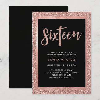 Imitats Rose Gold Glitzer | Sweet 16 Party Einladung