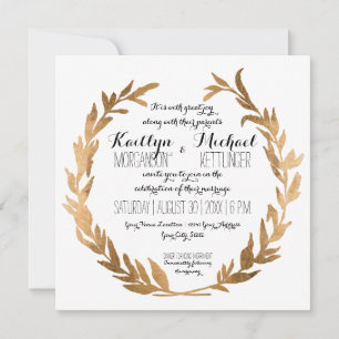 Imitats Rose Gold Laurel Wreath Olive Leaf Platz Einladung