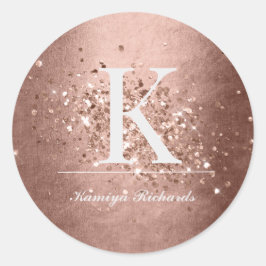 Imitats Rose Gold Monogramm und Name Aufkleber