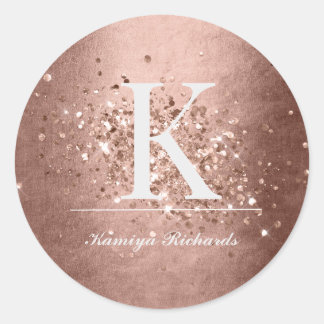 Imitats Rose Gold Monogramm und Name Aufkleber