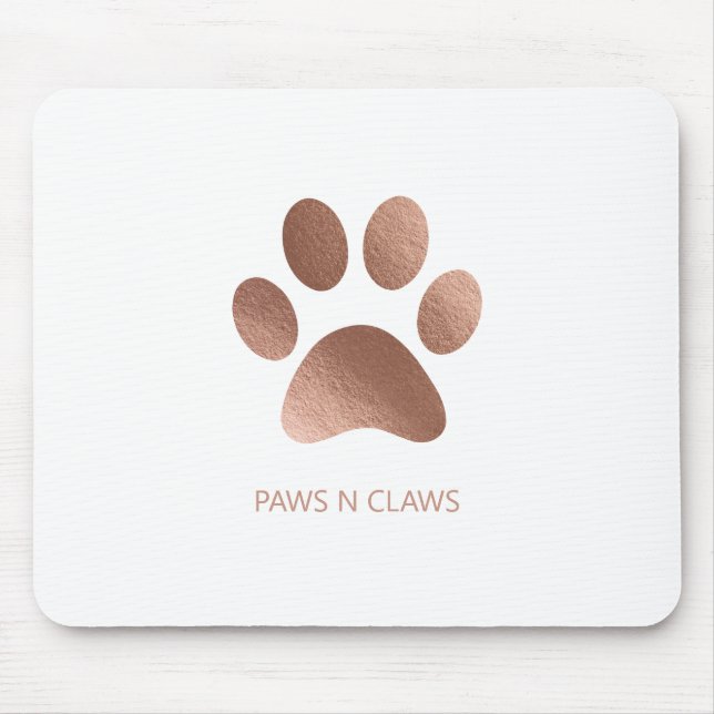 Imitats Rose Gold Paw Print auf Weiß Mousepad (Vorne)