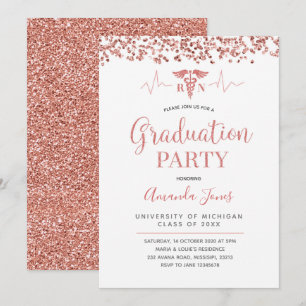 IMITATS ROSE GOLD RN Nurse Graduation Party Einladung