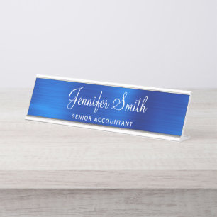 Imitats Royal Blue Metallic Foil Schreibtischnamensplakette