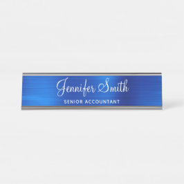 Imitats Royal Blue Metallic Foil Schreibtischnamensplakette