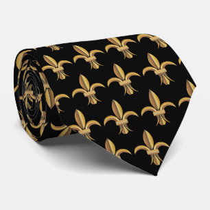 Imitats Silk Black Gold Lilie Luxury Neck Tie Krawatte