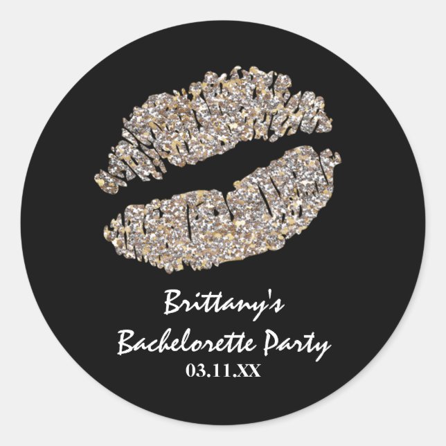 Imitats Silver Gold Sparkassen Gastgeschenk Kiss Runder Aufkleber (Vorderseite)