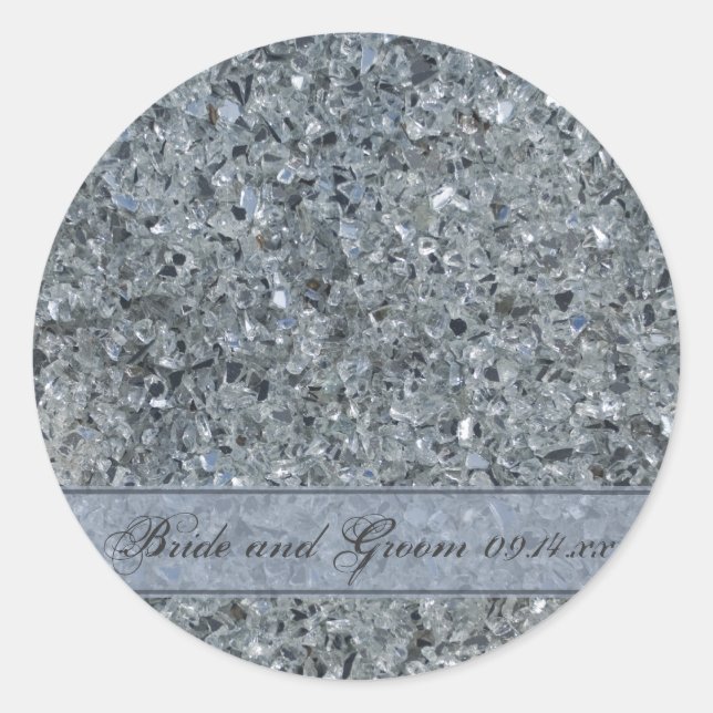 Imitats Sparkle Wedding Umschlag Aufklebers Runder Aufkleber (Vorderseite)