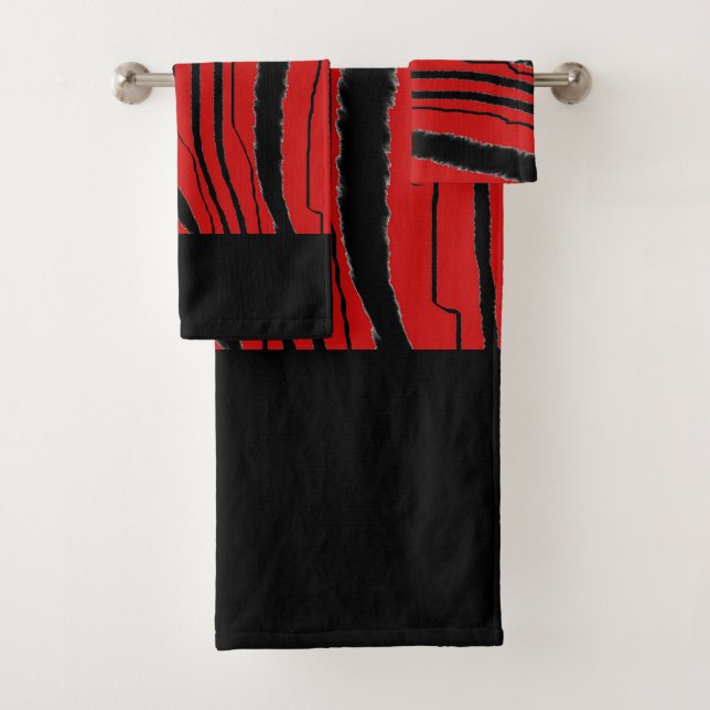 Imitats Tiger Red Print Exotic Badhandtuch Set (Insitu)