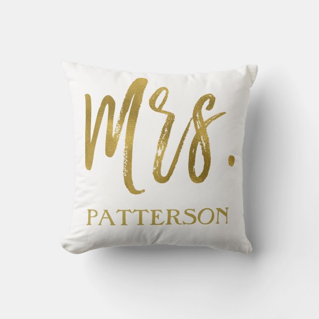 Imitats und Nachname Gold Foil Pillow Kissen (Vorderseite)
