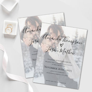 Imitats Vellum-Effekt Doppelseitiges Foto Hochzeit Einladungspostkarte