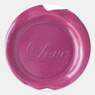 Imitats Wax Siegel - Rose Red Script - Liebe Runder Aufkleber