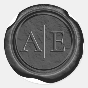 Imitats Wax Siegel Wedding Accent Initials Black I Runder Aufkleber