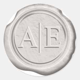 Imitats Wax Wedding Initials Champagne ID478 Runder Aufkleber