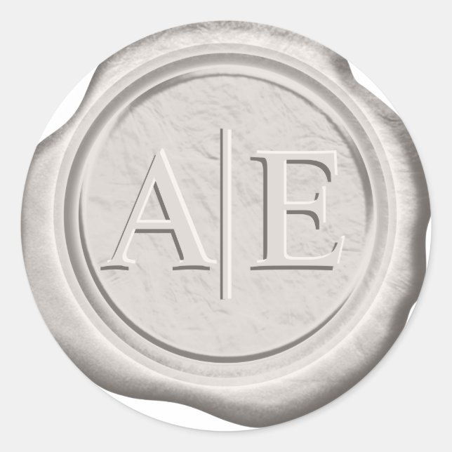 Imitats Wax Wedding Initials Champagne ID478 Runder Aufkleber (Vorderseite)