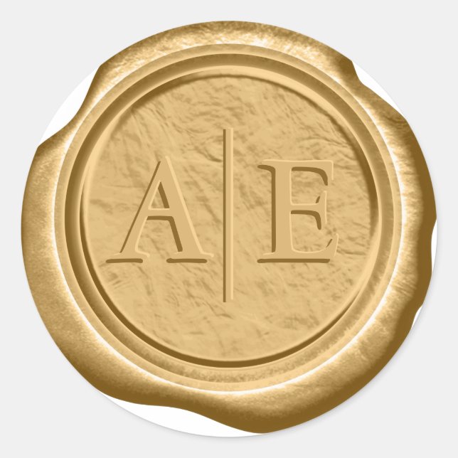 Imitats Wax Wedding Initials Dark Gold ID867 Runder Aufkleber (Vorderseite)