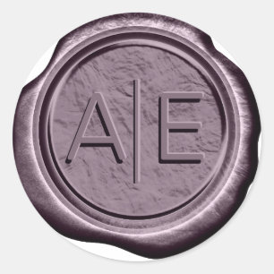 Imitats Wax Wedding Initials Dk Mauve ID967 Runder Aufkleber