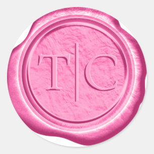 Imitats Wax Wedding Initials Fuchsia ID954 Runder Aufkleber