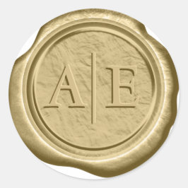 Imitats Wax Wedding Initials Gold Flax ID871 Runder Aufkleber