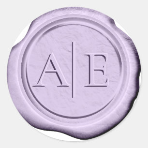 Imitats Wax Wedding Initials Lavender ID990 Runder Aufkleber