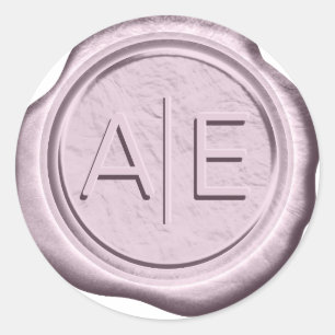 Imitats Wax Wedding Initials Lt Mauve ID967 Runder Aufkleber