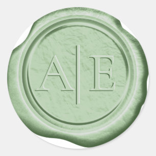 Imitats Wax Wedding Initials Moss Green ID956 Runder Aufkleber