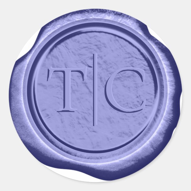 Imitats Wax Wedding Initials Periwinkle ID954 Runder Aufkleber (Vorderseite)
