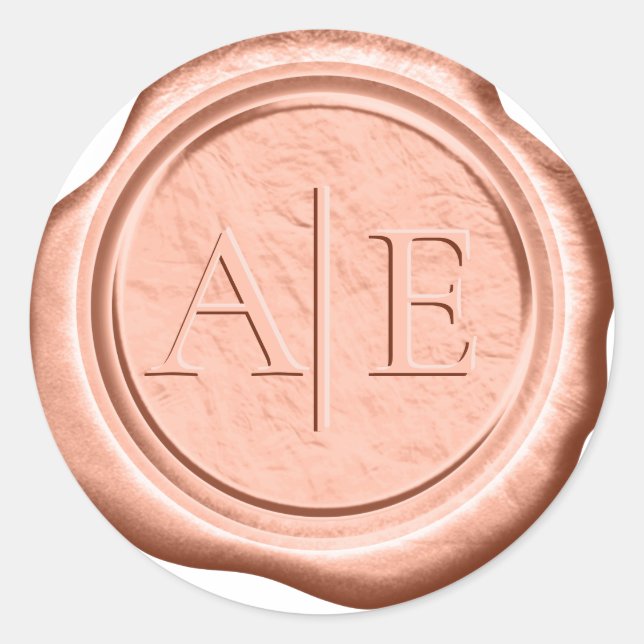 Imitats Wax Wedding Initials Terra Cotta ID956 Runder Aufkleber (Vorderseite)