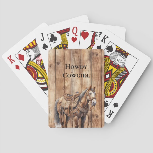 Imitats Wood Western Cowboy Cowgirl Horse Spielkarten (Rückseite)