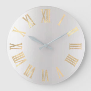 Imitatsepia-Gold graues minimales metallisches Große Wanduhr