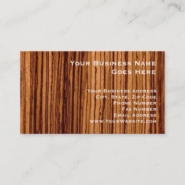 ImitatZebrawoodwoodgrain-Führungskraft Visitenkarte (Vorderseite)